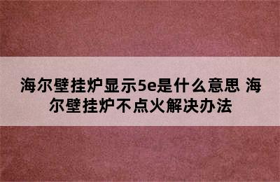 海尔壁挂炉显示5e是什么意思 海尔壁挂炉不点火解决办法